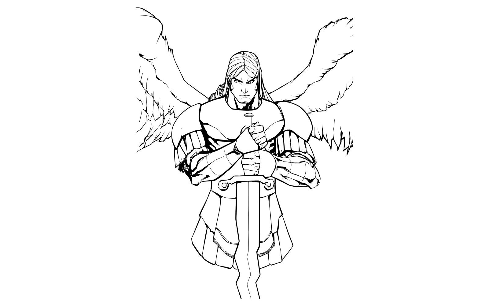 ArtStation - Archangel Michael Portrait Line Art | Artworks