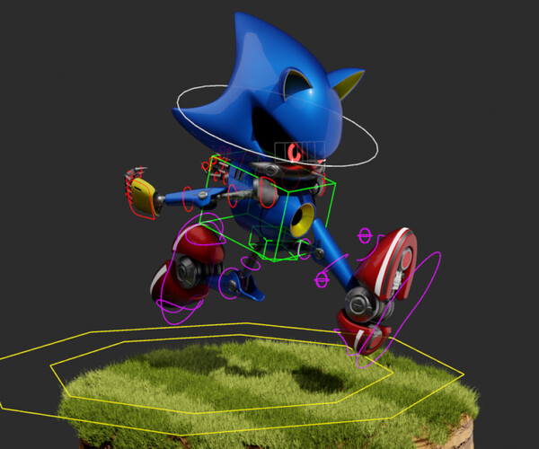 Blender 2.9 Rig: Metal Sonic with Custom Anime Metal Shader