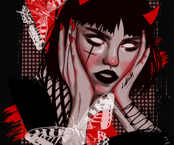 ArtStation - Demon girl stylized portrait / dark art / Gothic girl ...