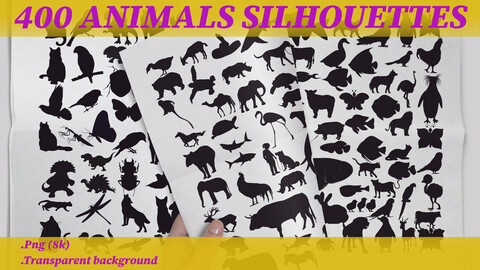 400 ANIMALS SILHOUETTES png 8k transparent background