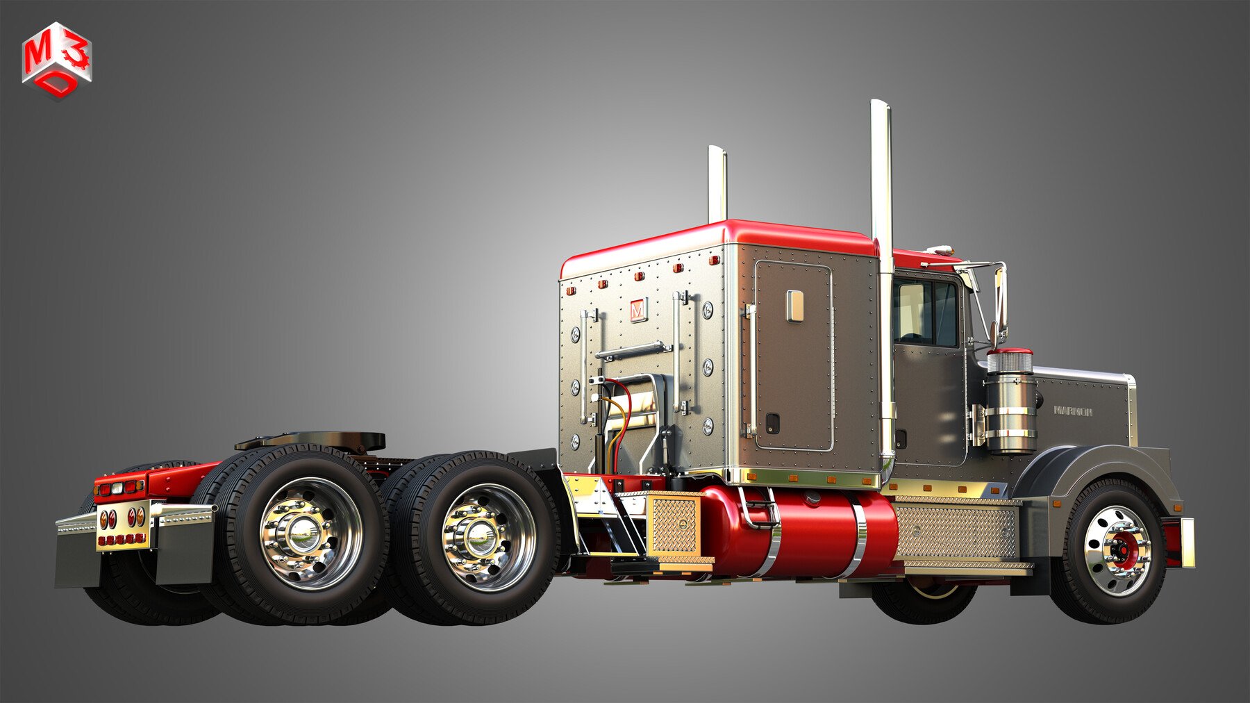 Artstation - 57p Semi Truck - Low Roof Sleeper Truck - Modified Version 