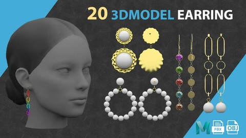 20 3D models of earring accessories