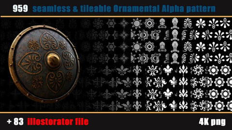 959 seamless and tileable Ornamental Alpha patterns + 83 Adobe illustrator file