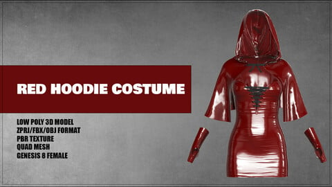 Red Hoodie Costume Low-poly 3D model (PBR)