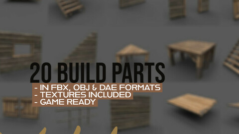 Modular Building Kit - Game Ready - Survival Build Pack - 20 build parts & textures included