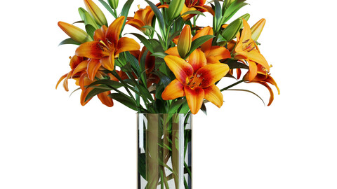 3D Model / Flower Set 13 / Orange Lilies Bouquet