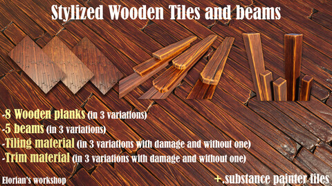 Stylized Wooden Tiles and Beams Kit