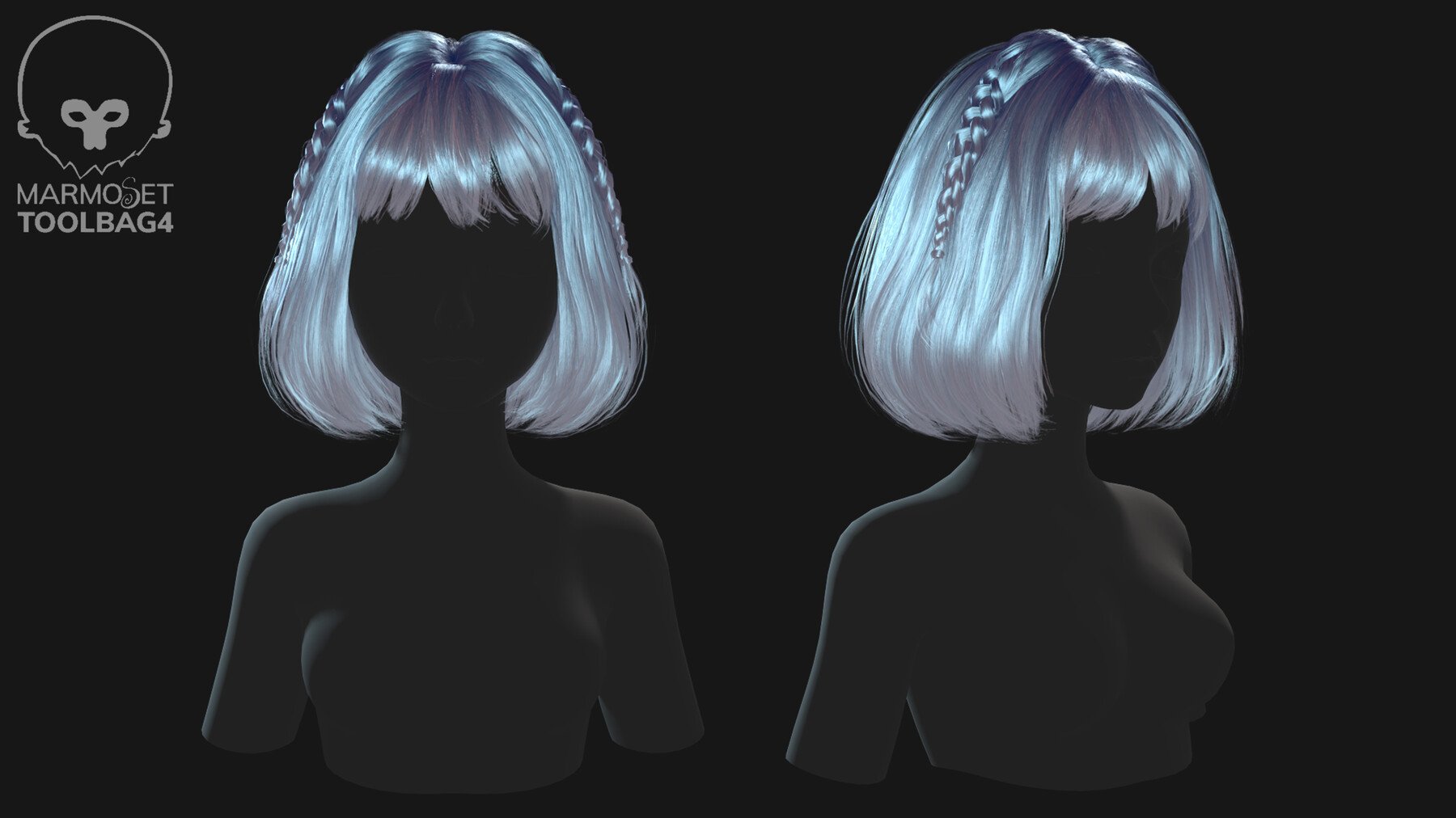 ArtStation - Low poly cards Game-ready hairstyle bob with braids | Game ...