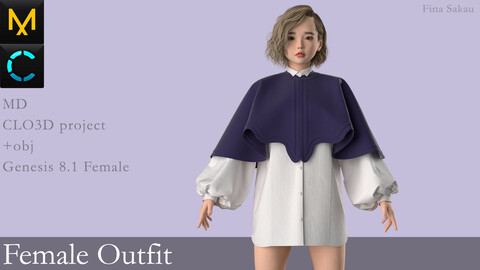 Female Outfit #5. Marvelous Designer / Clo 3D project +obj