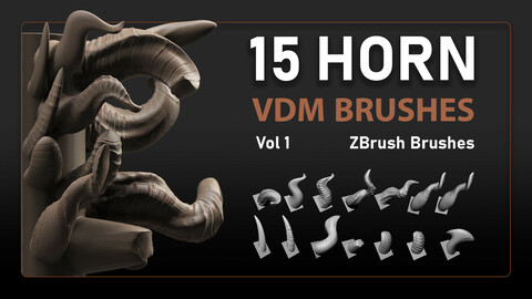 15  Horns 3D Brushes vol 1 ( VDM Zbrush )
