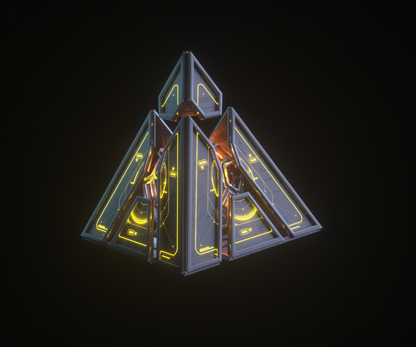ArtStation - Triangular Pyramid Triangle Sci-Fi Cube Block Matrix Core ...