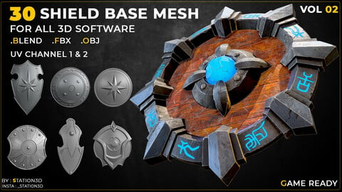 30 Shield Base Mesh Vol-02 (Game Ready)