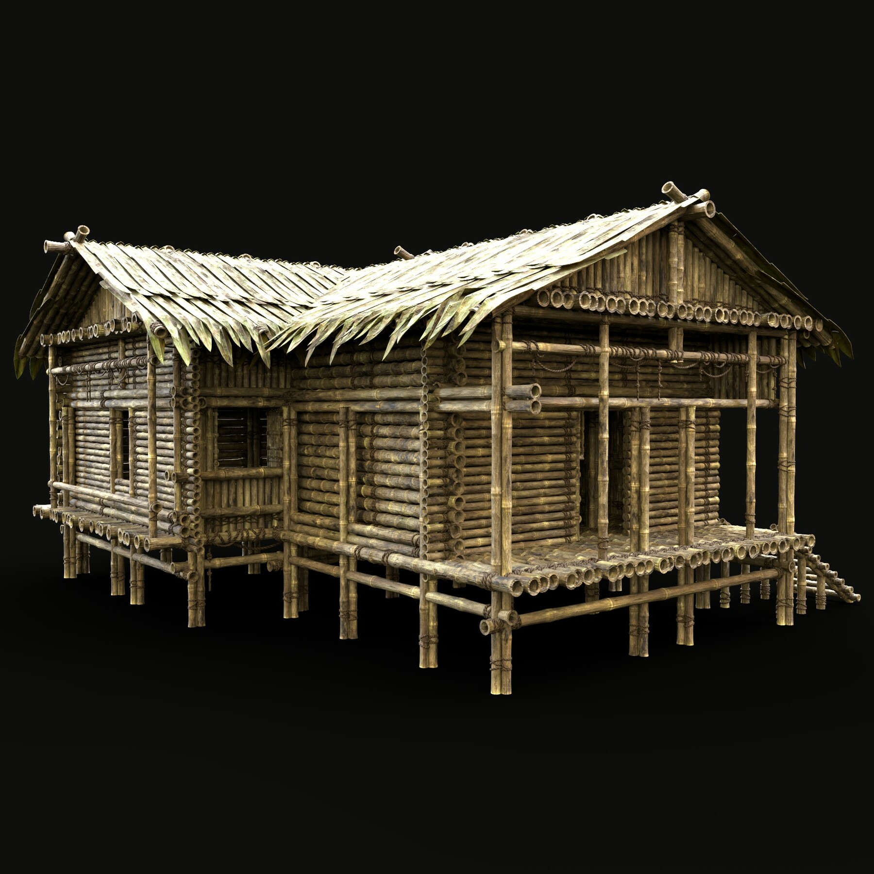 ArtStation - BAMBOO HOUSE JUNGLE HUT CASTAWAY SURVIVAL BUILDER ...