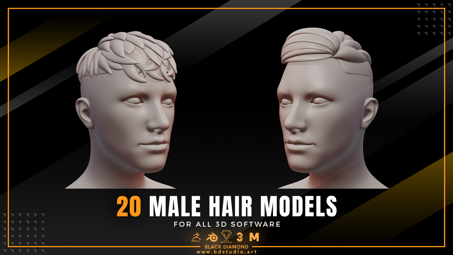 ArtStation - 20 Male Stylized 3d Hair Models | Game Assets