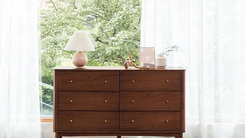 Luad 6 compartment wide chest of drawers
