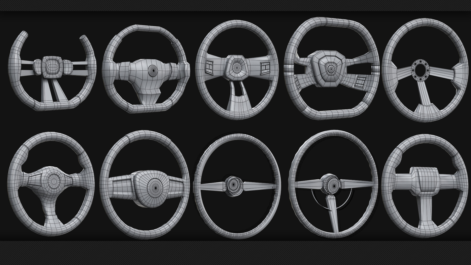 ArtStation 20 Steering Wheels Base Mesh Game Assets