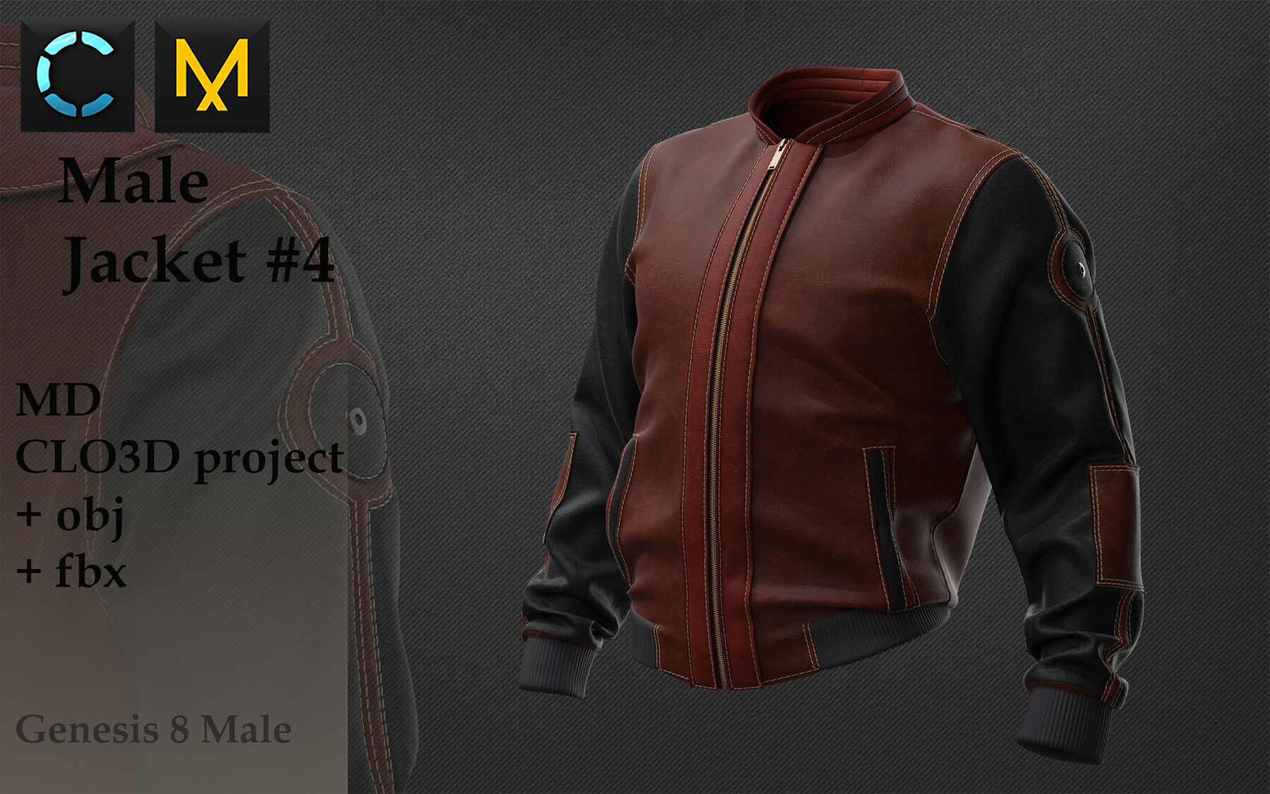 ArtStation - Men's Leather Jacket Outfit