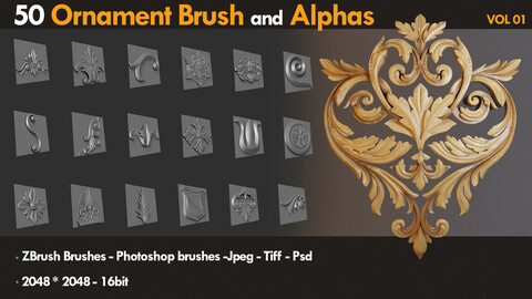 50 Ornament Alphas and Brush