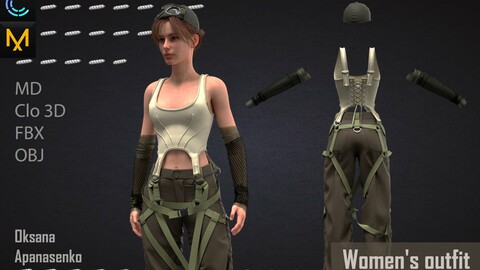 Women's outfit. Clo 3D/MD project + OBJ, FBX files
