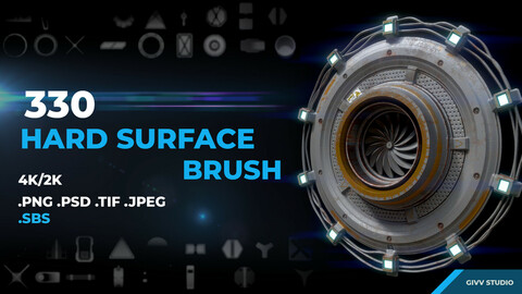330 HardSurface Brush (Heightmap/Alpha) (4k/2k) (Psd/Tif/Png/Jpeg)+ .SBS Source