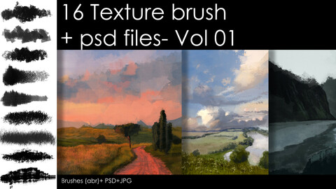16 Advance texture brush + High-res psd files- Vol 01