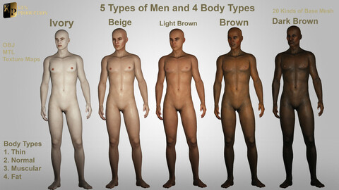 5 Types of Men and 4 Body Types ( Base Mesh )