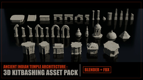 Ancient Indian Temple Architecture - 3D Kitbashing Asset Pack