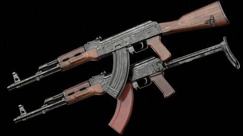 AKM AKMS Kalashnikov Assault Rifles (Game Ready)