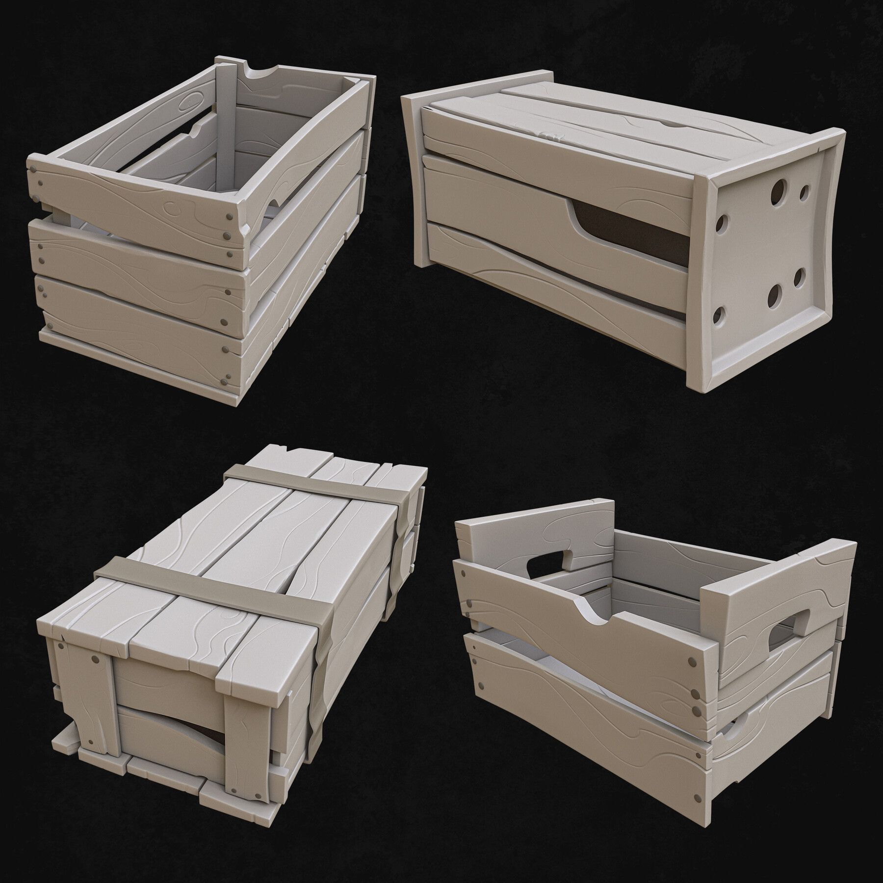 ArtStation Wooden boxes Game Assets