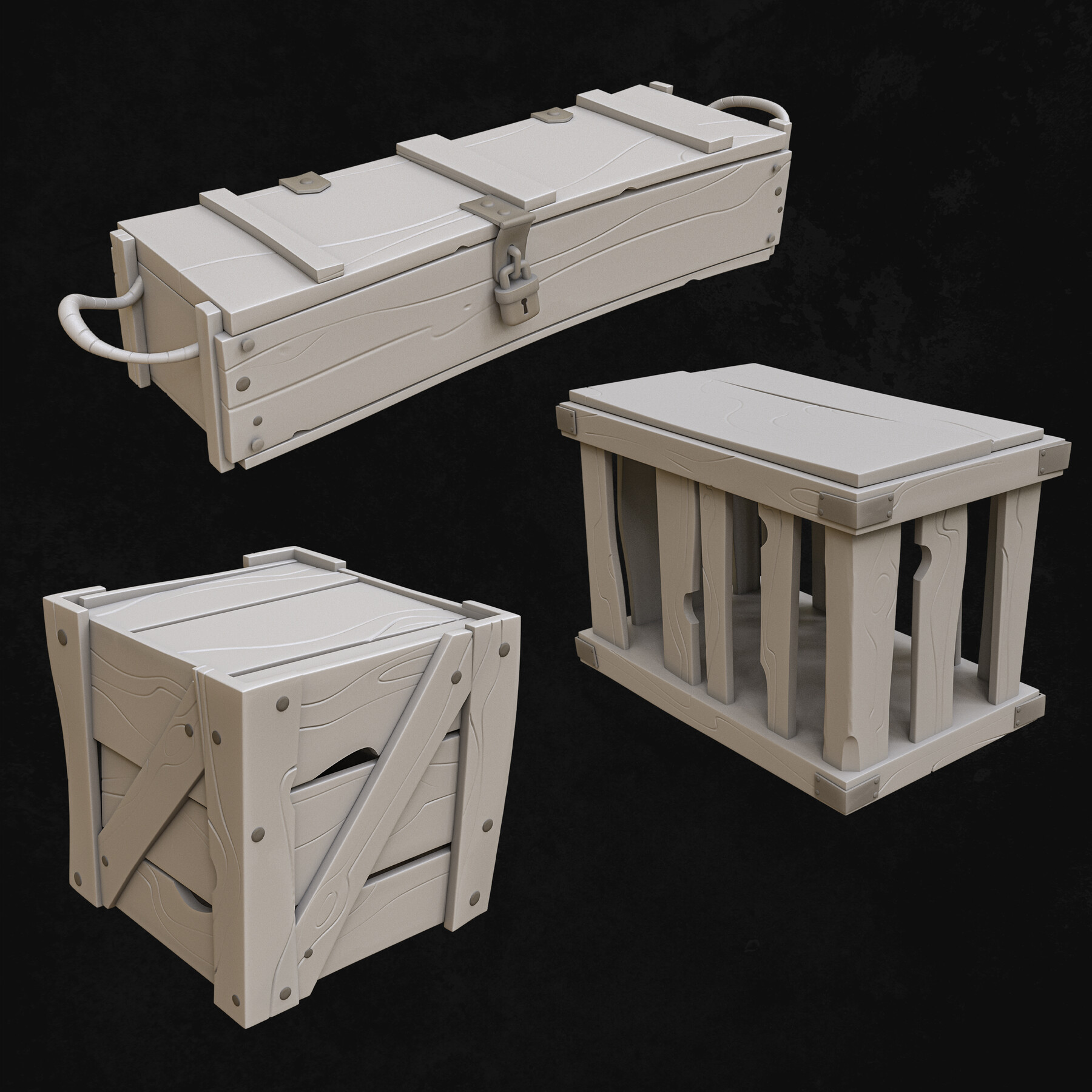 ArtStation Wooden boxes Game Assets