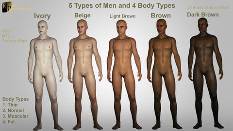 5 Types of Men and 4 Body Types ( Base Mesh )