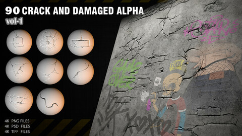 90 Crack and Damaged Alpha ( Zbrush - Substance )