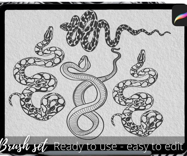 ArtStation - Snake Brush stamp, Procreate brush stamp, Realistic Snake ...