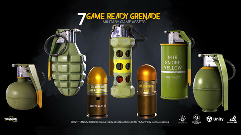 7 Game Ready Grenade (Military game Asset)