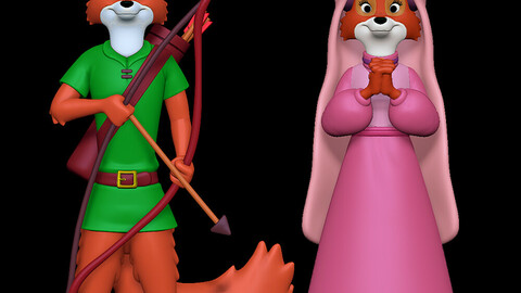 ArtStation - Robin Hood and Maid Marian - Robin Hood 1973 3D print models