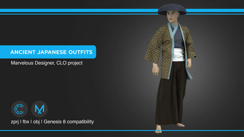Ancient Japanese Outfits | clo3d | marvelous designer