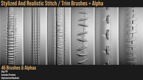 45 Seam And Stitch Brushes ( Stylized And Realistic )