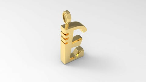 E Letter Pendant Gold