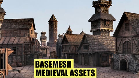 BaseMesh: 89 MEDIEVAL Assets( Textures + UV )