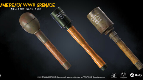 3 Game Ready WW II Grenades