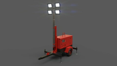 PBR Mobile Light Tower Generator A - Red