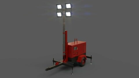 PBR Mobile Light Tower Generator A - Red Dark