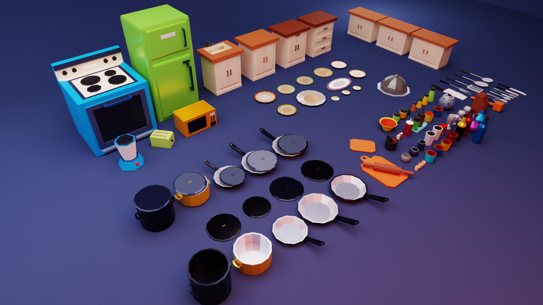 ArtStation - 98 Low Poly Kitchen 3D Game Assets And Models | Game Assets