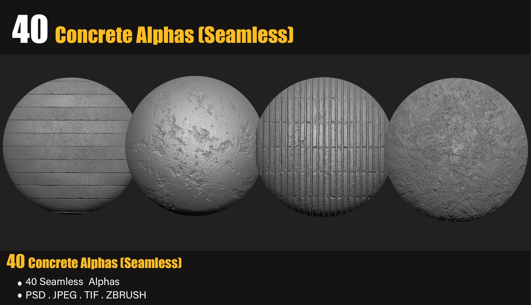ArtStation - 40 Concrete Alphas (Seamless) | Brushes