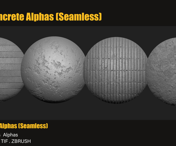 ArtStation - 40 Concrete Alphas (Seamless) | Brushes