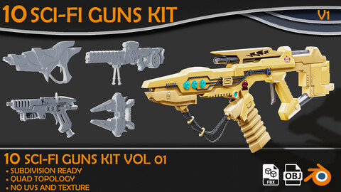 Sci-Fi Guns Set / kitbash - VOL 01