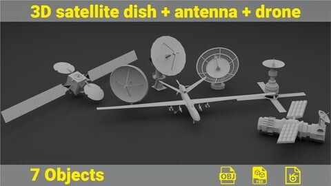 3D Satellite dish & antenna & Drone