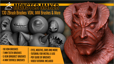 Monster Maker 130 ZBrush brushes: VDM, IMM and more