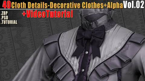 40 Cloth Details - Decorative Clothes + Alpha Vol02 + Video Tutorial