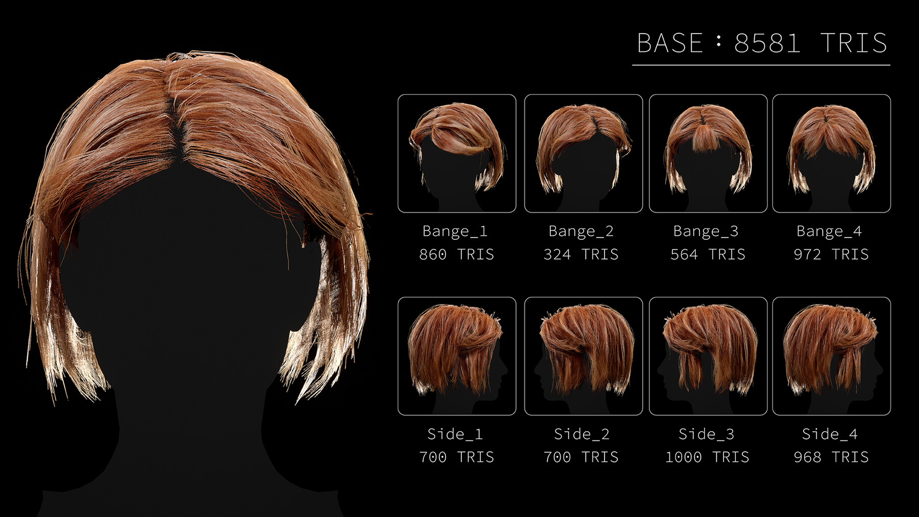 ArtStation - Realtime Hair - Bob Hair Builder | Game Assets